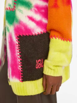 Tie Dye Cardigan -- Flash Lime Multi -Elegant Wear Store LWSW1774 FLASH LIME MULTI FRSU23EC WOMENS DAY 04 1828HR