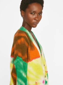 Tie Dye Cardigan -- Flash Lime Multi -Elegant Wear Store LWSW1774 FLASH LIME MULTI FRSU23EC WOMENS DAY 04 1833HR