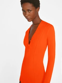Seamed Button Mini Dress -- Bright Mandarin -Elegant Wear Store LWSW1805 BRIGHT MANDARIN FRSU23EC WOMENS DAY 05 0955HR