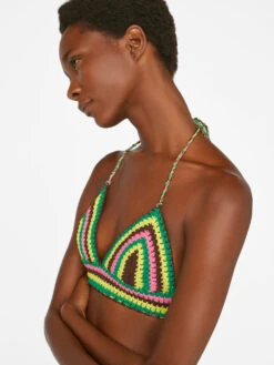 Crochet Bikini Top -- Hot Pink Multi -Elegant Wear Store LWSW1806 HOT PINK MULTI FRSU23EC WOMENS DAY 05 0786HR