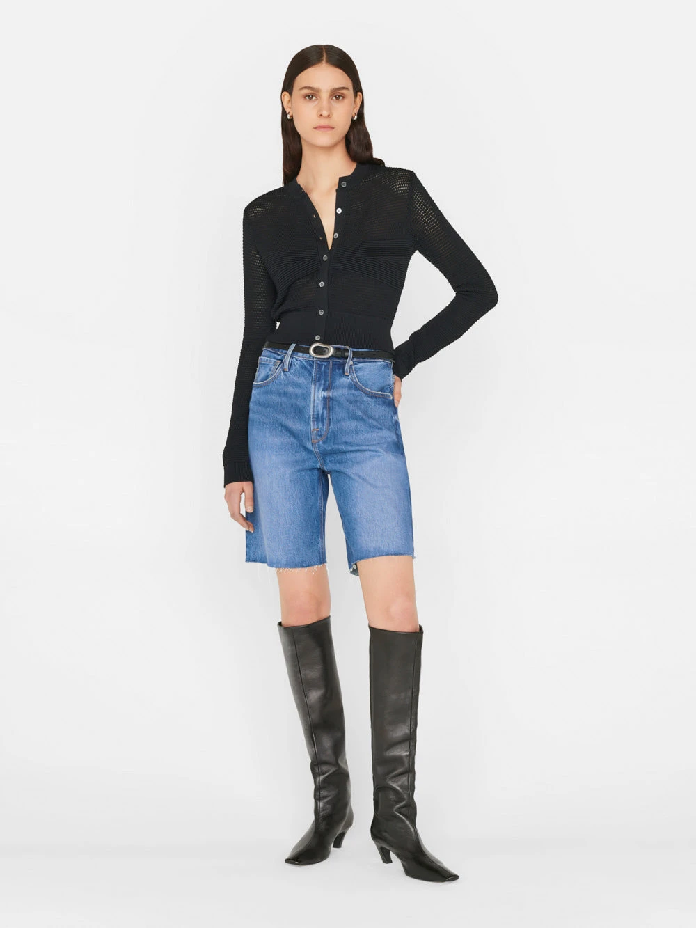 Mixed Stitch Shrunken Cardi -- Noir 4 Mixed Stitch Shrunken Cardi -- Noir - Image 2