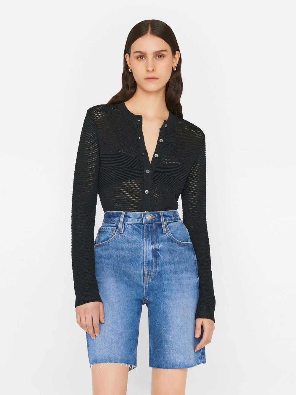Mixed Stitch Shrunken Cardi -- Noir 3 Mixed Stitch Shrunken Cardi -- Noir