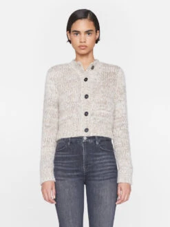 Marl Cardi Sweater -- Oatmeal Heather Multi -Elegant Wear Store LWSW1829 OATMEAL HEATHER MULTI 0748