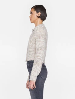 Marl Cardi Sweater -- Oatmeal Heather Multi -Elegant Wear Store LWSW1829 OATMEAL HEATHER MULTI 0762