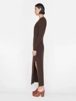 Ribbed Cashmere U-Neck Dress -- Espresso 17 Ribbed Cashmere U-Neck Dress -- Espresso -Elegant Wear Store LWSW1839 ESPRESSO 1280