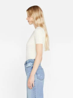 Smocked Short Sleeve Sweater -- Blanc 13 Smocked Short Sleeve Sweater -- Blanc -Elegant Wear Store LWSW1848 BLANC 0103