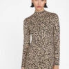 Jacquard Sweater Dress -- Light Camel Multi -Elegant Wear Store LWSW1851 LIGHT CAMEL MULTI 1002
