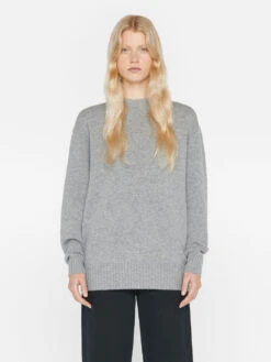 Boyfriend Cashmere Crew -- Gris Heather -Elegant Wear Store LWSW1865 GRIS HEATHER 0427