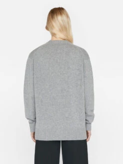 Boyfriend Cashmere Crew -- Gris Heather -Elegant Wear Store LWSW1865 GRIS HEATHER 0440