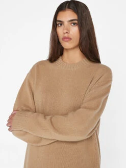 Boyfriend Cashmere Crew -- Light Camel -Elegant Wear Store LWSW1865 LIGHTCAMEL 0236