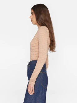 Smocked Mockneck Sweater -- Blush -Elegant Wear Store LWSW1875 BLUSH 0426