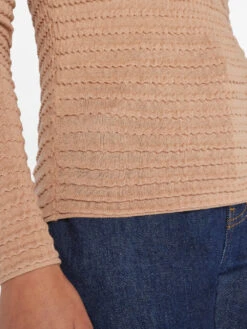 Smocked Mockneck Sweater -- Blush -Elegant Wear Store LWSW1875 BLUSH 0447