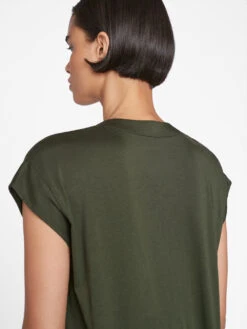 Le Mid Rise V Neck Tee -- Surplus -Elegant Wear Store LWTS0826 SURPLUS 1085