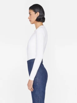 Slinky Long Sleeve Rib Henley -- Off White -Elegant Wear Store LWTS1942 OFF WHITE 1523