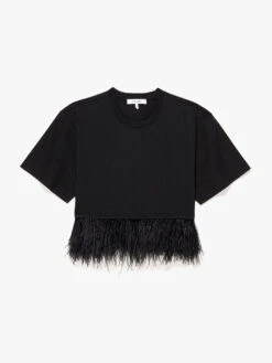 Cropped Feather Tee -- Noir -Elegant Wear Store LWTS2014 NOIR