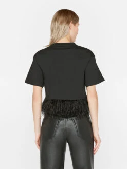 Cropped Feather Tee -- Noir -Elegant Wear Store LWTS2014 NOIR FRSU23EC WOMENS DAY 03 1161HR