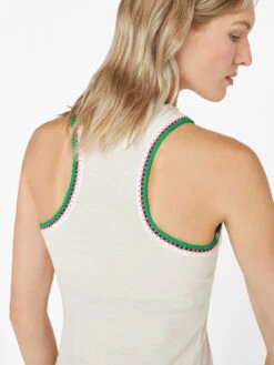 Crochet Trim Tank -- Blanc -Elegant Wear Store LWTS2015 BLANC FRSU23EC WOMENS DAY 03 1024HR