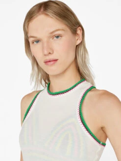 Crochet Trim Tank -- Blanc -Elegant Wear Store LWTS2015 BLANC FRSU23EC WOMENS DAY 03 1025HR