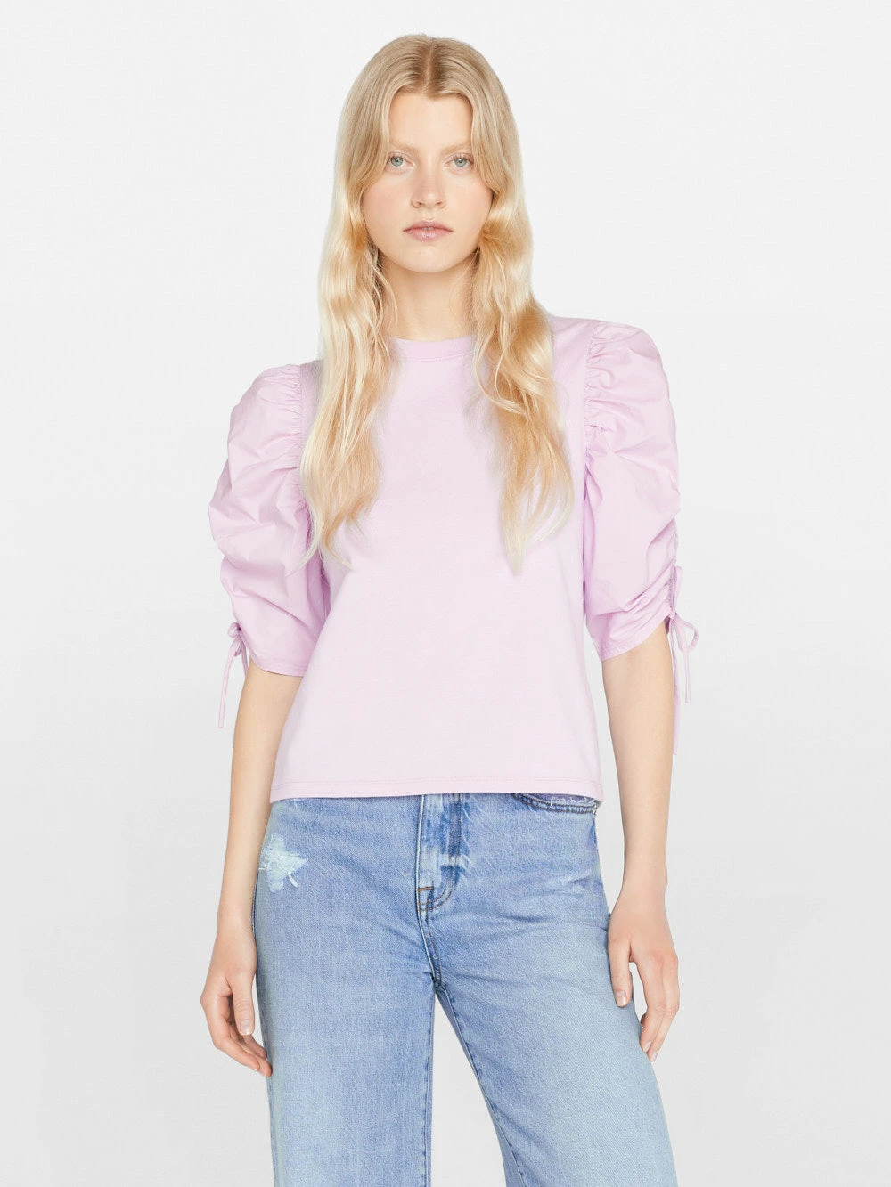 Ruched Tie Sleeve Tee -- Lilac 11 Ruched Tie Sleeve Tee -- Lilac - Image 9