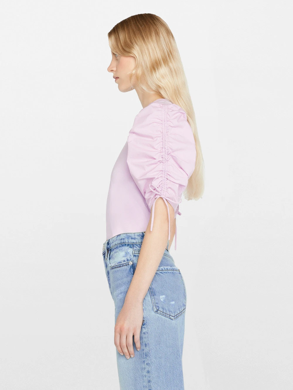 Ruched Tie Sleeve Tee -- Lilac 8 Ruched Tie Sleeve Tee -- Lilac - Image 6