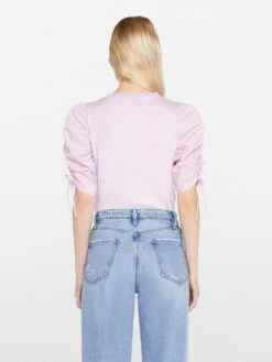 Ruched Tie Sleeve Tee -- Lilac 17 Ruched Tie Sleeve Tee -- Lilac -Elegant Wear Store LWTS2027 LILAC 0055