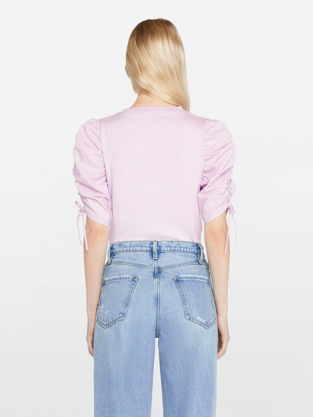 Ruched Tie Sleeve Tee -- Lilac 9 Ruched Tie Sleeve Tee -- Lilac - Image 7