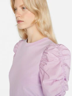 Ruched Tie Sleeve Tee -- Lilac 15 Ruched Tie Sleeve Tee -- Lilac -Elegant Wear Store LWTS2027 LILAC 0069