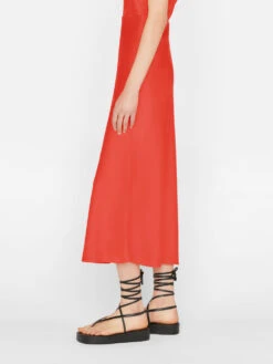 Bias Midi Skirt -- Red Orange -Elegant Wear Store LWWB0873 RED ORANGE FRSU23EC II WOMENS DAY 02 0629HR
