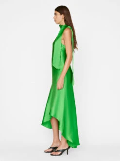 Draped Neck-Tie Halter Dress -- Bright Peridot -Elegant Wear Store LWWD0650 BRIGHTPERIDOT FRSP23EC II WOMENS DAY 03 0013HR