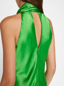 Draped Neck-Tie Halter Dress -- Bright Peridot -Elegant Wear Store LWWD0650 BRIGHTPERIDOT FRSP23EC II WOMENS DAY 03 0023HR