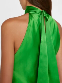 Draped Neck-Tie Halter Dress -- Bright Peridot -Elegant Wear Store LWWD0650 BRIGHTPERIDOT FRSP23EC II WOMENS DAY 03 0031HR