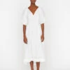 V-Neck Puff Sleeve Maxi Dress -- Blanc -Elegant Wear Store LWWD0689 BLANC FRSU23EC WOMENS DAY 04 0818HR
