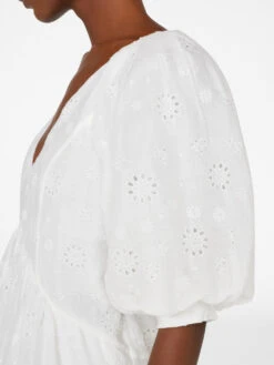 V-Neck Puff Sleeve Maxi Dress -- Blanc -Elegant Wear Store LWWD0689 BLANC FRSU23EC WOMENS DAY 04 0829HR