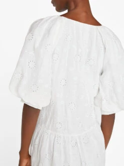 V-Neck Puff Sleeve Maxi Dress -- Blanc -Elegant Wear Store LWWD0689 BLANC FRSU23EC WOMENS DAY 04 0849HR