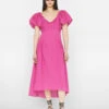 Puff Sleeve Dress -- Fuchsia 2 Puff Sleeve Dress -- Fuchsia -Elegant Wear Store LWWD0702 FUCHSIA FRSU23EC II WOMENS DAY 01 1367HR