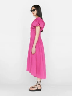 Puff Sleeve Dress -- Fuchsia -Elegant Wear Store LWWD0702 FUCHSIA FRSU23EC II WOMENS DAY 01 1372HR