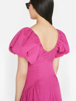 Puff Sleeve Dress -- Fuchsia -Elegant Wear Store LWWD0702 FUCHSIA FRSU23EC II WOMENS DAY 01 1386HR