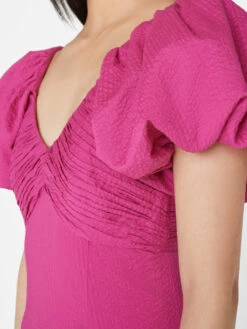 Puff Sleeve Dress -- Fuchsia -Elegant Wear Store LWWD0702 FUCHSIA FRSU23EC II WOMENS DAY 01 1392HR