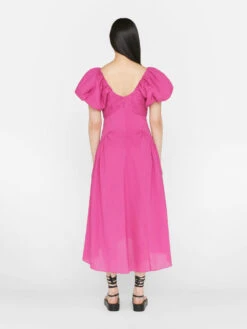 Puff Sleeve Dress -- Fuchsia -Elegant Wear Store LWWD0702 FUCHSIA FRSU23EC II WOMENS DAY 01 1398HR