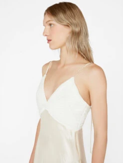 Pleated Cami Dress -- Bone -Elegant Wear Store LWWD0704 BONE FRSU23EC WOMENS DAY 03 0540HR