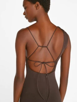 Asymmetrical Mini Dress -- Chocolate Brown -Elegant Wear Store LWWD0709 CHOCOLATE BROWN FRSU23EC WOMENS DAY 05 1046HR