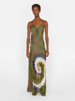 Sheer Tie Dye Cami Dress -- Fatigue Multi -Elegant Wear Store LWWD0711 FATIGUE MULTI FRSU23EC WOMENS DAY 05 1069HR