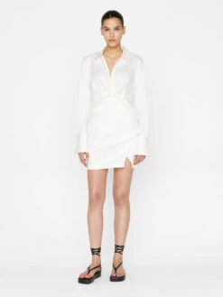 Long Sleeve Twist Mini Dress -- Off White