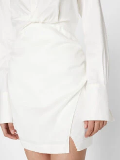 Long Sleeve Twist Mini Dress -- Off White -Elegant Wear Store LWWD0713 OFFWHITE FRSP23EC II WOMENS DAY 02 0011HR