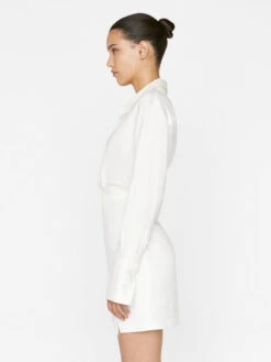 Long Sleeve Twist Mini Dress -- Off White -Elegant Wear Store LWWD0713 OFFWHITE FRSP23EC II WOMENS DAY 02 0016HR