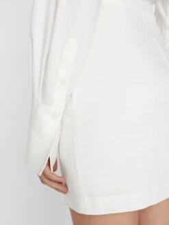 Long Sleeve Twist Mini Dress -- Off White -Elegant Wear Store LWWD0713 OFFWHITE FRSP23EC II WOMENS DAY 02 0022HR