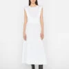 Cinched Shoulder Midi Dress -- Blanc