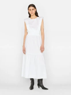 Cinched Shoulder Midi Dress -- Blanc -Elegant Wear Store LWWD0746 BLANC FRSU23EC II WOMENS DAY 02 0292HR