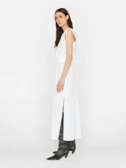 Cinched Shoulder Midi Dress -- Blanc -Elegant Wear Store LWWD0746 BLANC FRSU23EC II WOMENS DAY 02 0303HR