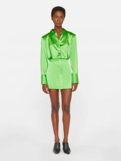 Strong Shoulder Mini Dress -- Bright Peridot